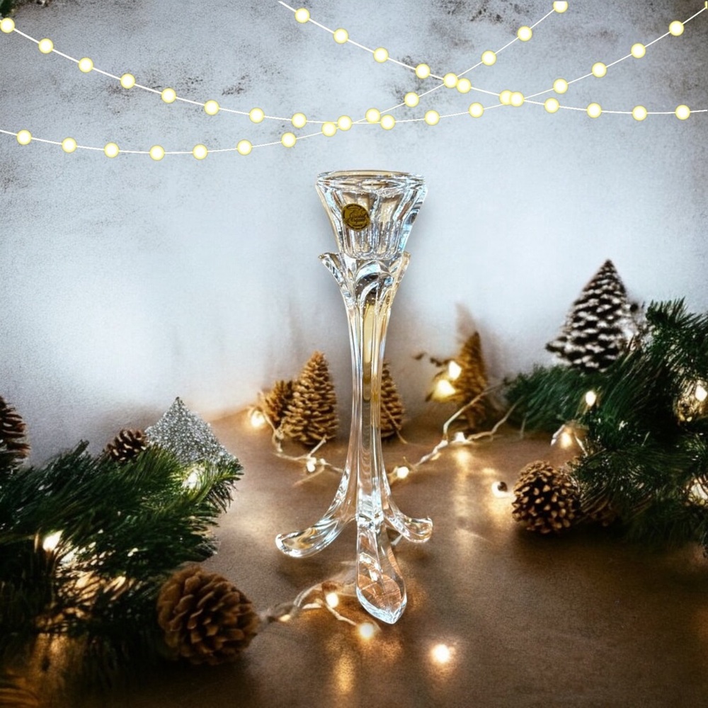 Beautiful Genuine Tulip Crystal Candlestick by Cristal d'Arques Made in France